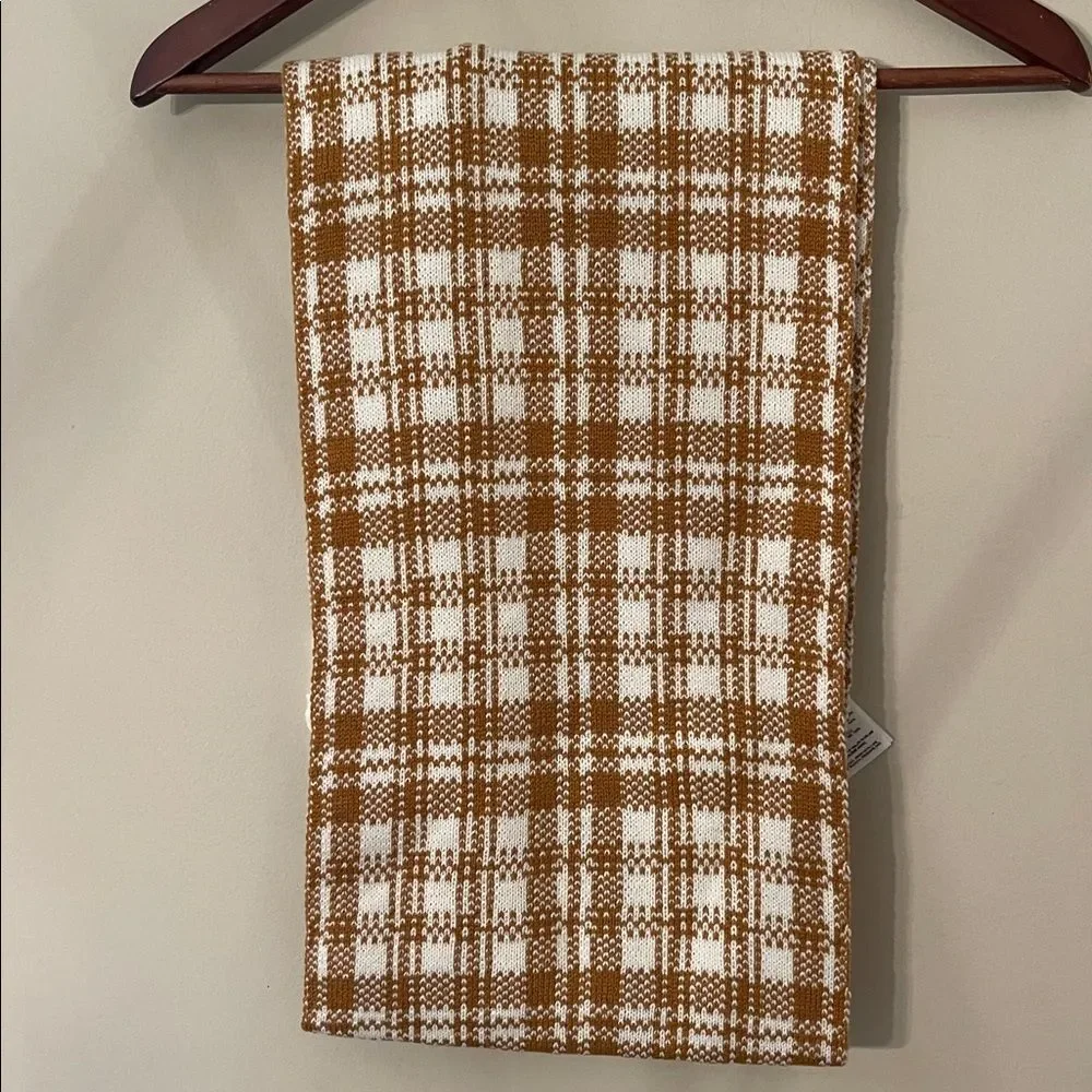 Timberland Acrylic Wheat Brown & Cream Plaid Scarf NWT Buffalo Plain Lumberjack